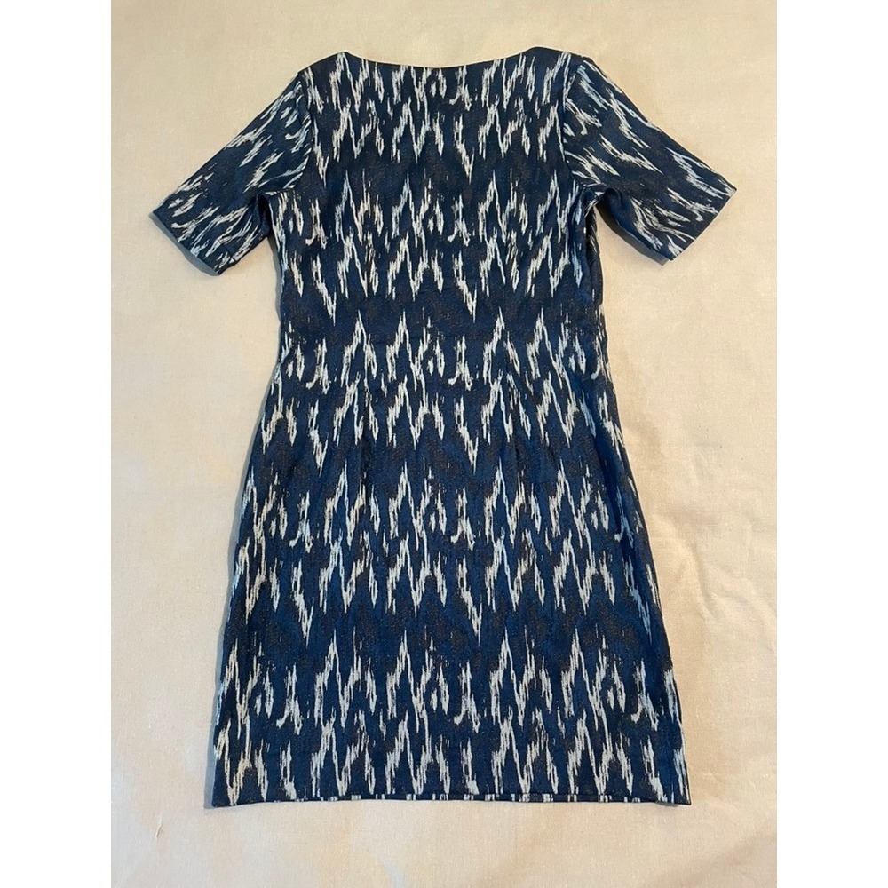Bitte Kai Rand Architectural Ikat Sheath Dress L Black Blue Danish Workwear - Picture 8 of 8